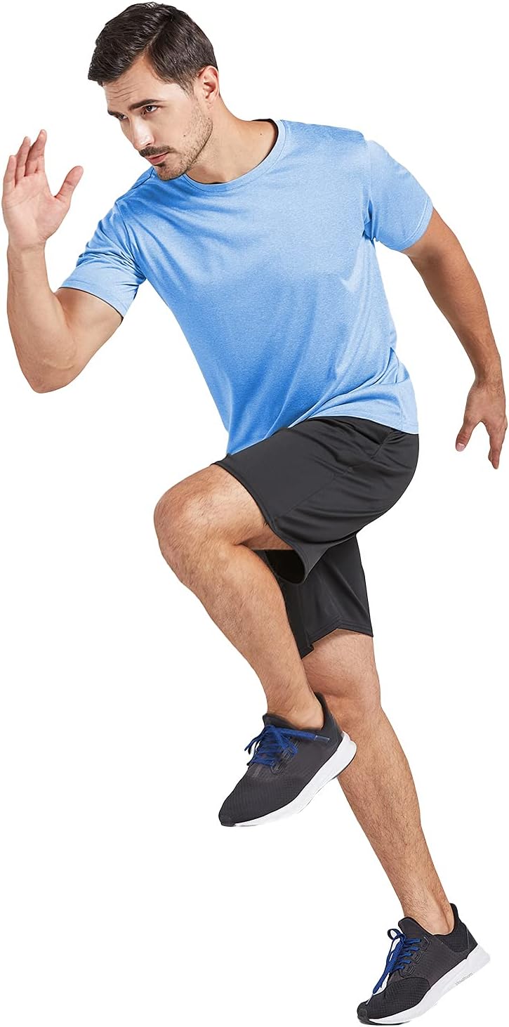 5 Pack Men's Dry Fit T Shirts Athletic Running Gym Workout Short Sleeve Tee Shirts for Men