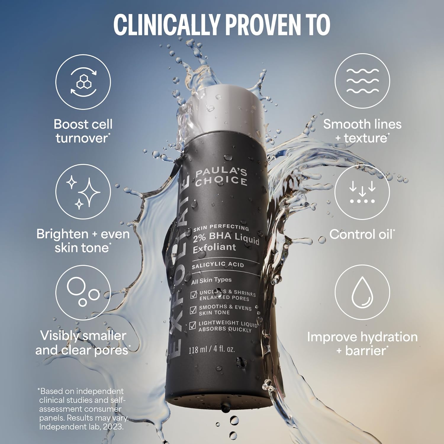 Paula's Choice SKIN PERFECTING 2% BHA Liquid Exfoliant with Salicylic Acid, Facial Polish for Enlarged Pores, Wrinkles & Fine Lines, Suitable for Blackhead-Prone Skin, Fragrance-Free