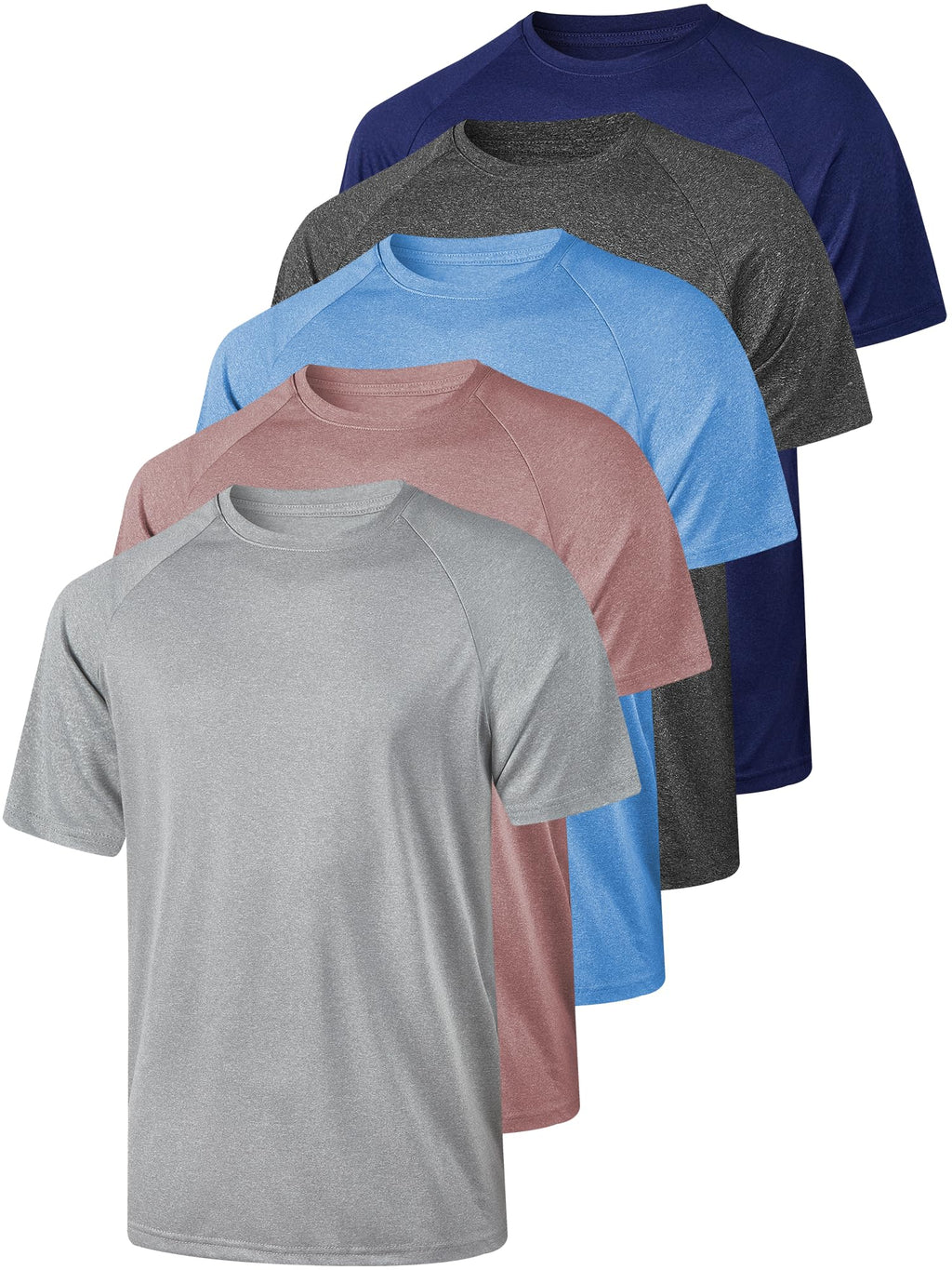 5 Pack Men's Dry Fit T Shirts Athletic Running Gym Workout Short Sleeve Tee Shirts for Men
